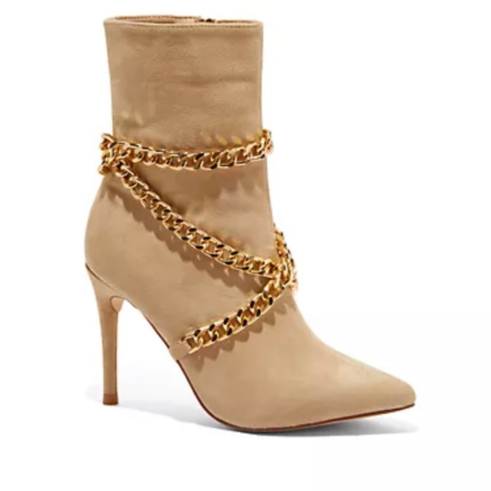 New York & Co. Nori Faux Suede Bootie – Nude size 10